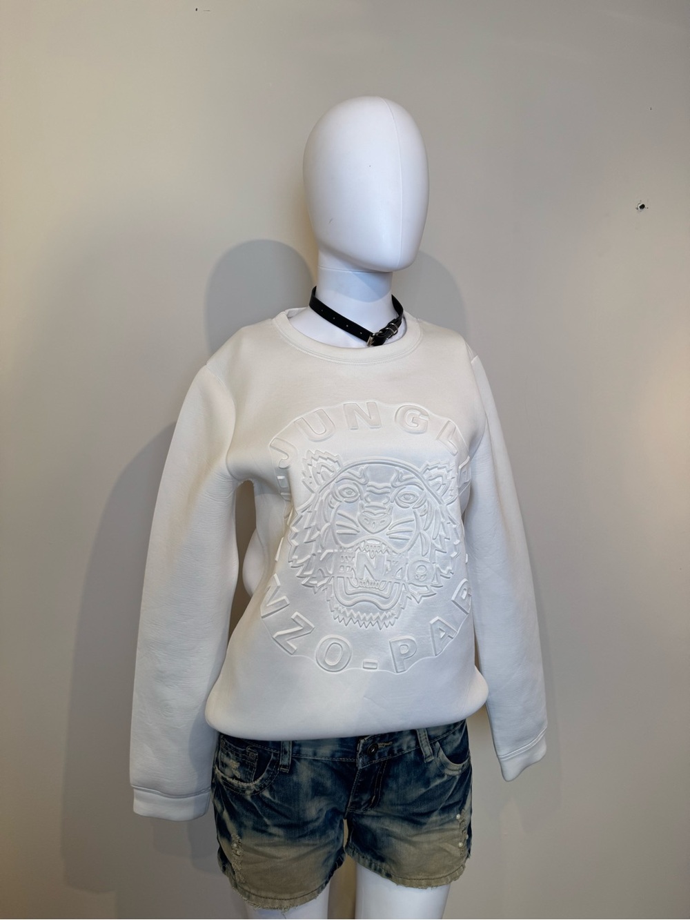 Kenzo Cream Embossed Tiger Crewneck Sweatshirt